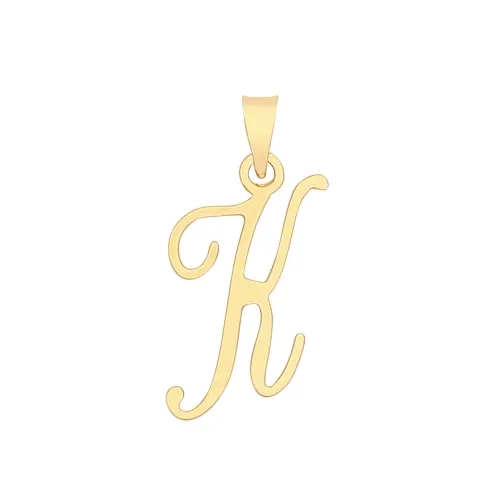 9ct Yellow Gold Script Initial Pendant 19 X 10mm + 5.5mm Bale K